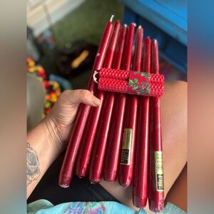 Collection of 7 Christmas Red Taper Candles 2 Short Red Candles 2 Tall White